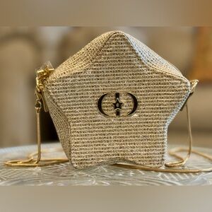 Original & Authentic!DIOR Star-Shaped Trousseau Cosmetic Bag w goldChain Strap